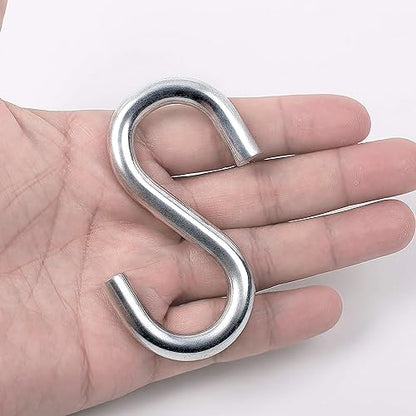 FDKJEJC 2 Pack 3.3-Inch Heavy Duty S Hooks, 304 Stainless Steel Swing Hammock Hooks, Maximum Load Capacity 557 lbs