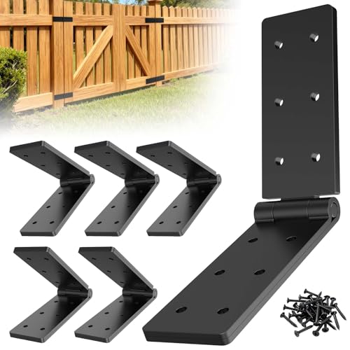 Heavy Duty Hinges 270 Degree Folding Hinge for Bifold Doors, Double-Layer Black Iron Outdoor Gate Hinge 6PCS - size: Black-6PCS