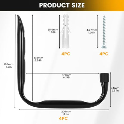 GURADESIGN 8-Pack Heavy Duty Garage Hooks for Hanging 50 lbs, 8” & 3.5” J Utility Hooks for Garage, Large Metal,Heavy Duty, Black - style: 3.5 and 8-Inch