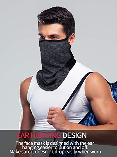 SATINIOR 4 Pcs Neck Gaiter with Ear Loops Neck Covers Bandana Cloth Face Gaiter Mask for Men Women Summer Non Slip Headwear - color: White, Grey
