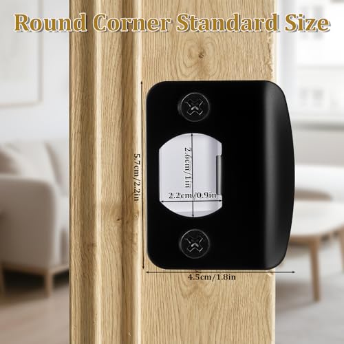Black Door Strike Plate, Strike Plate with a Snap-Fit Box, 4 Screws and 3 Wooden Sticks, Door Latch Plates, for Doors Frame Repair Kit