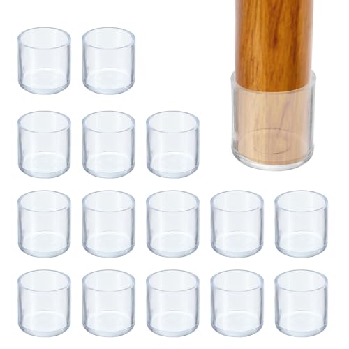 PATIKIL Round Rubber Chair Leg Caps Tips 1", 16 Pcs Plastic Furniture Leg Floor Protectors No Scratches No Noise for Chair Leg Protect Hardwood Floor, Transparent - color: Transparent, size: 1"