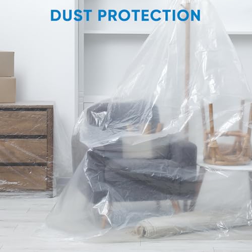TICONN 12 x 9 Ft Plastic Drop Cloth for Painting, Waterproof Painters Plastic Sheeting, Painting Tarp for Furniture Cover, Floor Protection (6PK, 1.2Mil) - size: 1.2 Mil