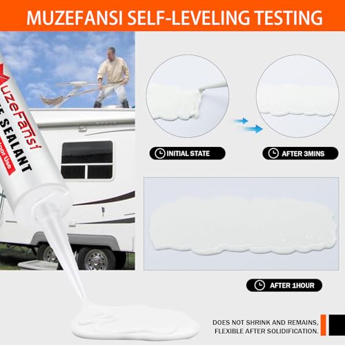 RV Roof Lap Sealant Self Leveling,2 Pack RV Roof Silicone Sealant White, Waterproof Flexible EPDM RV Sealants and Caulking Exterior Repair Kit for Campers,Trailers, Motorhomes - style: 2 Packs Self Leveling