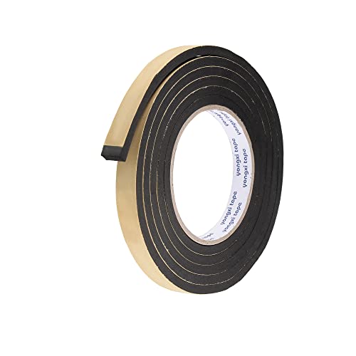 uxcell Sealing Foam Tape 15mm Wide 5mm Thick 2m/6.56ft Long, EVA Self Adhesive Weather Strip for Window Door Insulation - size: 15mmx5mmx2m