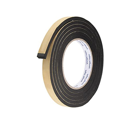 uxcell Sealing Foam Tape 15mm Wide 5mm Thick 2m/6.56ft Long, EVA Self Adhesive Weather Strip for Window Door Insulation - size: 15mmx5mmx2m