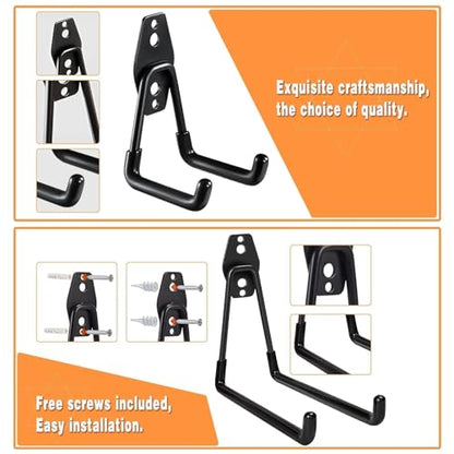 GUDEMAY 32 Pack Steel Garage Hooks Heavy Duty, Utility Wall Mount Hook with Anti-Slip Coating, Hanger & Organizer for Bulk Items, Bikes, Ladders, Power Tools, Ropes, and More Equipment - size: 32pcs - Black