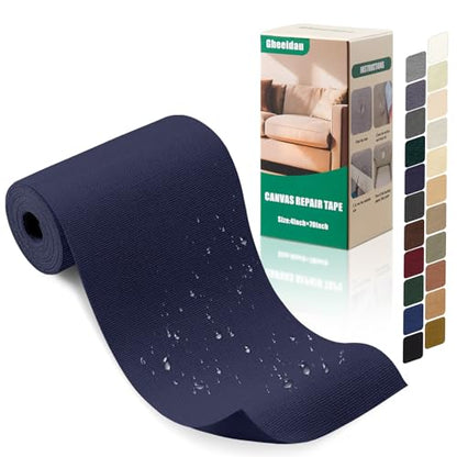 Gheeidau Canvas Repair Tape 4×70 Inch Waterproof Self-Adhesive Fabric Repair Patch for Repairing Boat Covers,Tents,Patio Umbrellas,Car Seats,Luggage,Sofas.(Navy Blue) - color: Navy Blue