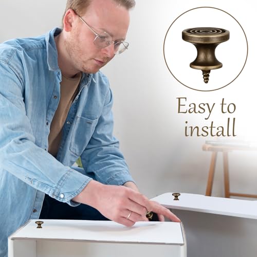 10Pcs Mini Drawer Knobs, Small Round Drawer Pulls Handles, 0.43"x0.79", Antique Self Tapping Cabinet Knobs for Jewelry Box, Kitchen, Furniture Hardware (2x1.1cm)