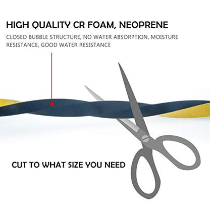 High Density Foam Tape 2-Pack, 1/2 Inch Wide X 3/8 Inch Thick, Self-Adhesive Neoprene Weather Stripping for Insulation (13 Feet Total, 6.5 Feet/Roll) - size: 1/2in * 3/8in * 13FT