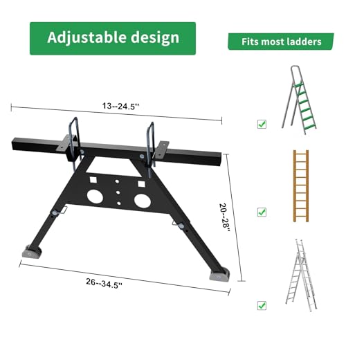 Ladder Stabilizer for Roof,Ladder Standoff,Extension Ladder Stabilizer Wall Standoff,Solid and Reliable Easy to Use,380 Lbs Weight Rating,Black - size: 24.5x28x34.5"