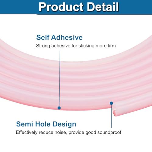 PATIKIL Silicone Weather Stripping Door Seal, 19.7 ft D Shape Weather Stripping Self Adhesive Door Seal Strip for Door Frame, Window Sealing, Large Gap, 15/64" Wx5/128 Tx5/16 H, Clear/Red - size: 19.7 ft Long, 15/64"Wx5/128"Tx5/16"H
