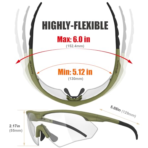 HTS HUNTERSKY S53 anti fog Tactical Shooting Range Safety Glasses Ballistic eye protection Hunting Airsoft Riding Pickleball - color: S53 Green / Clear