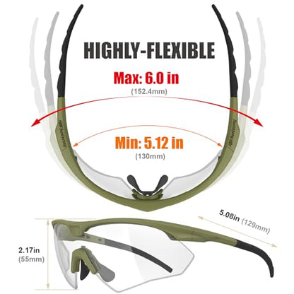 HTS HUNTERSKY S53 anti fog Tactical Shooting Range Safety Glasses Ballistic eye protection Hunting Airsoft Riding Pickleball - color: S53 Green / Clear