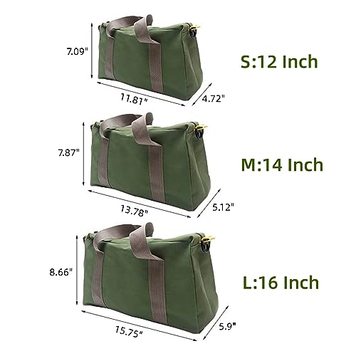 20 Inch Wide Mouth Tool Bag, Heavy Duty Canvas Tool Storage Bag for Men, Large Capacity Tool Tote Bag for Electricians, Power Tool Organizer Pouch - size: 20 Inch