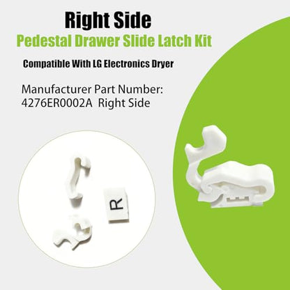 4276ER0002A Right Side Pedestal Drawer Slide Latch Compatible with LG Electronics Dryer,Replacement Assembly for Plastic Latch of Dryer Pedestals - style: Right