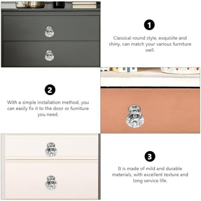 jojofuny 1.1" Acrylic Crystal Cabinet Knobs with Durable Metal Base – Elegant Clear Drawer Pulls for Kitchen & Bathroom Cabinets, Dressers – Easy Installation, Scratch-Resistant, Set of 10