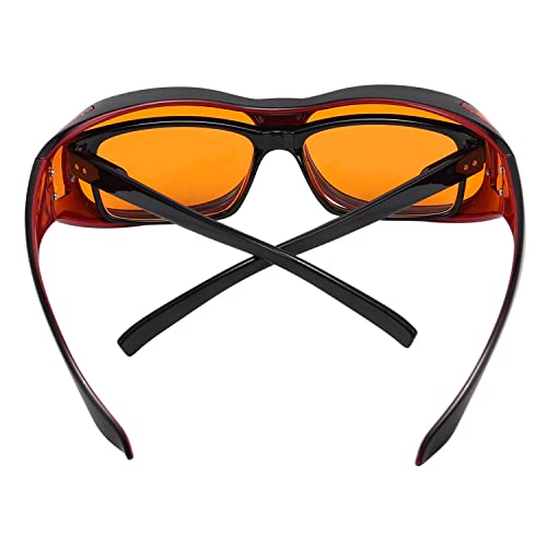 Eyekepper 100% Blue Light Reduction,Fitover Anti-Blue Blocking Computer Glasses with Extra Amber Lens - color: 1804-black Red-100% Blue Light Blocking