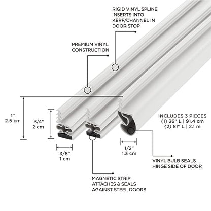 M-D Building Products 47006 White Vinyl with Magnetic Strip Top and Sides Door Seal Kit for Steel Doors - color: White