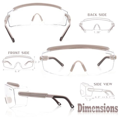 UKNOW Safety Goggles Over Glasses, Safety Glasses Anti Fog Wraparound Eye Protection, Protective Eyewear ANSI Z87.1 - color: Tiramisu