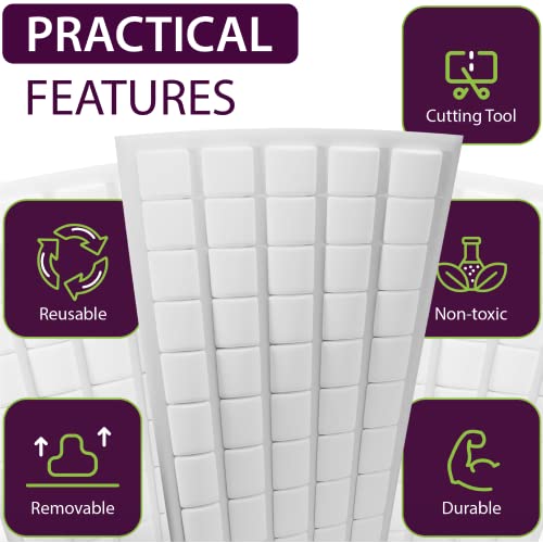 GreenFix Sticky Mounting Putty 500PCs - White Sticky Tack for Wall Hanging - Removable Adhesive Mounting Putty Squares for Picture Hanging Crafts - Tacky Wall Adhesive