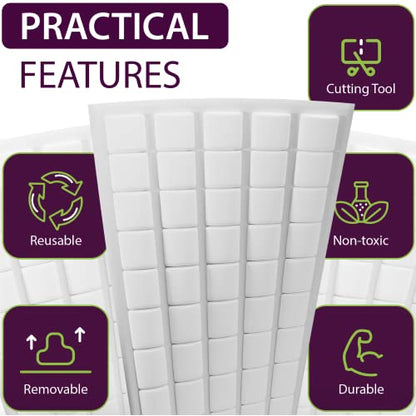 GreenFix Sticky Mounting Putty 500PCs - White Sticky Tack for Wall Hanging - Removable Adhesive Mounting Putty Squares for Picture Hanging Crafts - Tacky Wall Adhesive