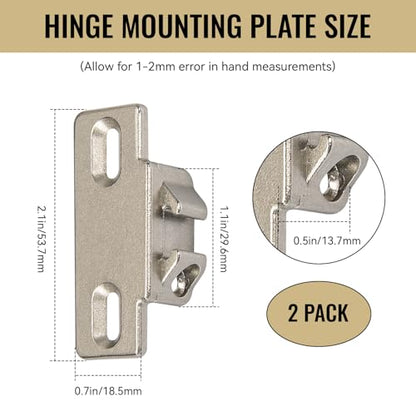 Hinge Mounting Plate Replacement for Blum 1 3/8" Overlay Compact 33 110 Degree, Face Frame Edge Mount Plates for Blum Cabinet Hinges, Self Closing, Nickel Finish (Pack of 2)