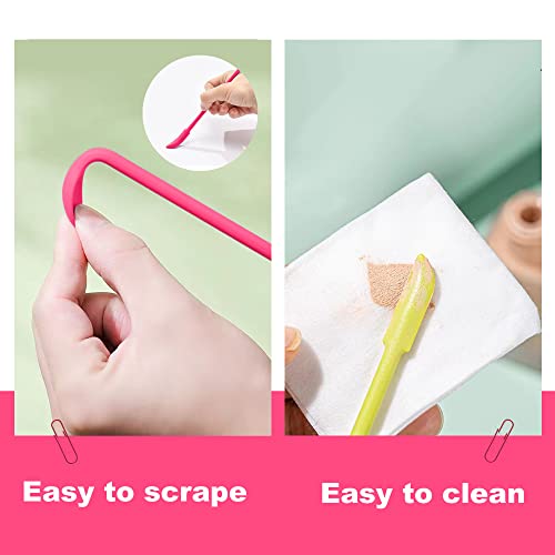 Mini Spatula for Cosmetics, 3 Pcs Beauty Spatula Small Spatula Silicone Mini Lotion Spatula Makeup Spatula, Every Drop Tiny Spatula for Makeup and Kitchen Jar - color: Rose, Blue, Yellow