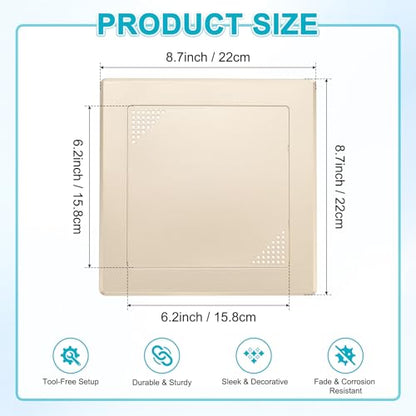 M METERXITY 1-Pack Access Panel for Drywall, 6x6 Inch Plastic Self Adhesive Wall Hole Cover Access Doors for Wiring Cable/Ceiling, Removable Plumbing Wall Panel [Gold Tone, Vented Square] - color: Gold Tone