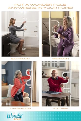 Stander Wonder Pole, Security-Pole and Curve Grab Bar, Tension Mounted Floor to Ceiling Transfer-Pole for Seniors, Elderly Adults, Bathroom Safety Assist and Stability Rail, Graphite - color: Graphite