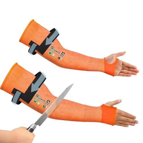 Schwer PRO-SKIN ANSI A9 Cut Resistant Arm Sleeves for Men & Women S904, Puncture Resistant Arm Protectors for High Risk Work, UPF50+ UV Protection Cooling Gardening Sleeves, Bulk Orders Available - color: Orange