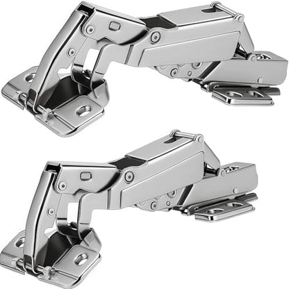 TamBee 175 Degree Hinges Frameless Cabinet Doors Hinges 48mm Concealed Hydraulic Adjustable Soft Closing Nickel-Plated Steel Buffer Dampers for Kitchen Corner,1 Pair/2Pcs (Full Overlay) - style: 175° Full Overlay