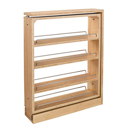 Rev-A-Shelf Pullout Shelf Organizer for Base Kitchen or Bathroom Cabinets, Wood Filler Pantry Storage or Spice Rack, Maple, 6" x 23" x 30", 432-BF-6C - size: 6" W
