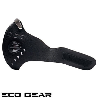 ECO-GEAR Anti Pollution Face Mask with Military Grade Protection | Anti Smoke, Exhaust Gas, Dust & Pollen - color: Black-large