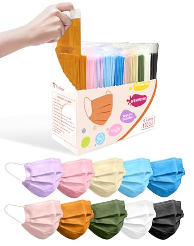 Face Masks Disposable 100 Pack, 4 Ply ASTM Level 3 Medical Grade, Breathable for Adult Outdoor Protection, Individually Wrapped for Home, School & Office, Classic - color: Classic