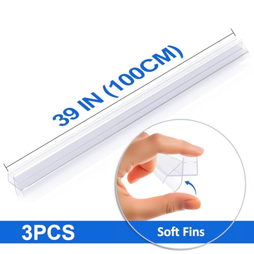 Yecaye 3 Pack 39" Frameless Shower Door Bottom Seal, 3/8" (10mm) Glass Seal Strip, Shower Door Sweep with Drip Rail, Stop Leaks and Create a Water Barrier - style: New Bottom-3/8"x39"