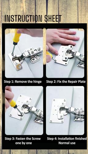 4 Piece Hinge Repair Kit - Cabinet Hinge Repair Plate Stainless Steel Door Hinge Repair Kit for Kitchen Cabinet Hinge Repair Brackets with Mounting Screws and Screwdrivers (4, 3.5"x2") - size: 3.5"x2"