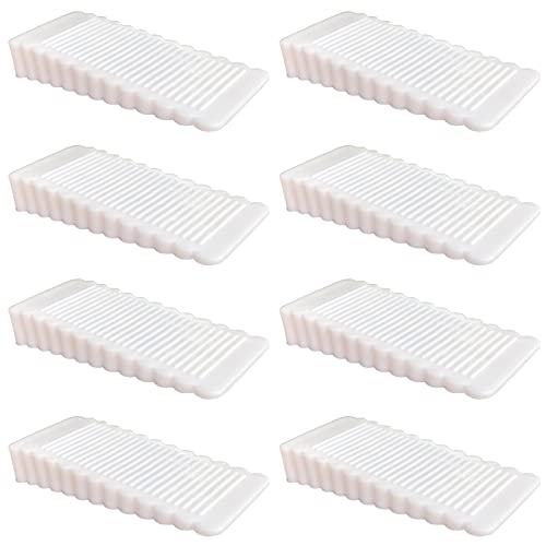 8 Pack White Rubber Door Stopper Wedge Thin and Small Non Slip Plug Discrete Heavy Soft Silicone Door Stops for Indoor Cupboard Shower Kitchen Floor Doorstop - color: White-8pcs