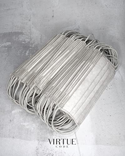 VIRTUE CODE On The Go Curved Face Masks - Soft 3 Ply Comfort 50 Disposable Face Masks - color: Grey