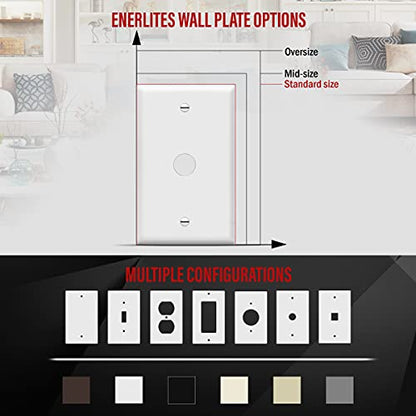 ENERLITES 1 Gang 0.406 Inch Hole Telephone/Cable Wall Cover, Fade Resistant Unbreakable Polycarbonate with Smooth Surface, 8661-W-10PCS,White, 10 Pack, 0.406", 10 Each Set - size: 10 Pack, style: Wall Plate