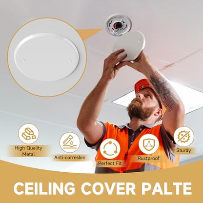 Ceiling Cover Plate,5 Inch Round Electrical Box Cover Plate for 4 Inch Electric Box,Metal Round Wall Plate for Smoke Detector,Hole Spacing 3.5 Inch - 6 Pcs(White) - color: White - 6 Pcs