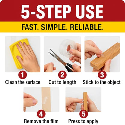 Double Sided Sticky Tape – 0.8 inch Wide, 16.4 ft Long, TITA22™ Clear Mounting Heavy Duty, Strong Adhesive, Removable & Residue-Free, Sticky Tape for Walls, Glass, Metal, Wood & More (16.4 FT)