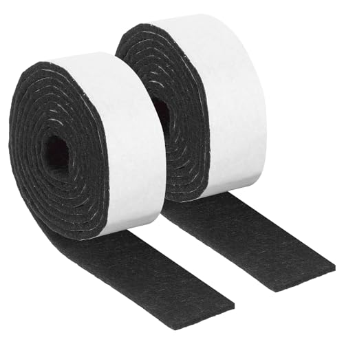 uxcell Felt Strips with Adhesive Backing, 2 Rolls 1" x 60" x 0.12" Anti Scratch Furniture Felt Tapes Self-Stick Pads for Protecting Hardwood Floor, Black - color: Black, size: 1"x60"x0.12"