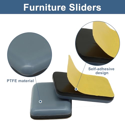 Piutouyar 20 Pcs Rectangle Furniture Slider Gliders Pad, Self-Adhesive Furniture Movers Slider Carpet Floor Protector Pads for Chair, Table, Sofa, Desk Moving Pads(35 x 25 mm) - size: 35x25mm