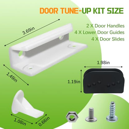 DK100-A Shed Door Tune-Up Kit for Arrow Sliding Shed Doors, Complete Replacement Parts for Metal Shed Door Glides Kit-White