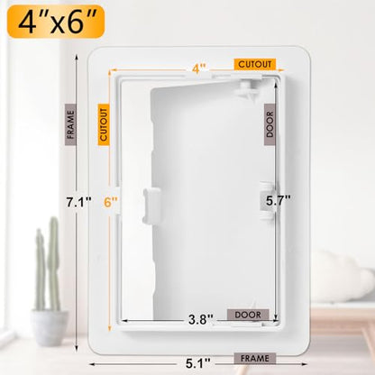 Suteck Plumbing Access Panel for Drywall Ceiling 4 x 6 Inch Reinforced Plastic Wall Access Doors Removable Hinged White - size: 4 x 6 Inch