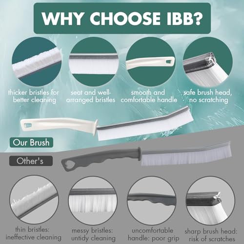 IBB 3PCS Hard Bristle Crevice Cleaning Brush, Small Cleaning Brush for Household Use, Thin & Hard to Reach Gap Cleaning Brushes, Bristled Crevice Brush for Kitchen Sink, Bathroom Tiles & Window Track