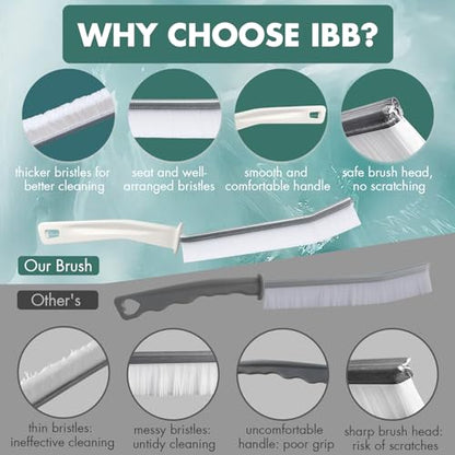 IBB 3PCS Hard Bristle Crevice Cleaning Brush, Small Cleaning Brush for Household Use, Thin & Hard to Reach Gap Cleaning Brushes, Bristled Crevice Brush for Kitchen Sink, Bathroom Tiles & Window Track
