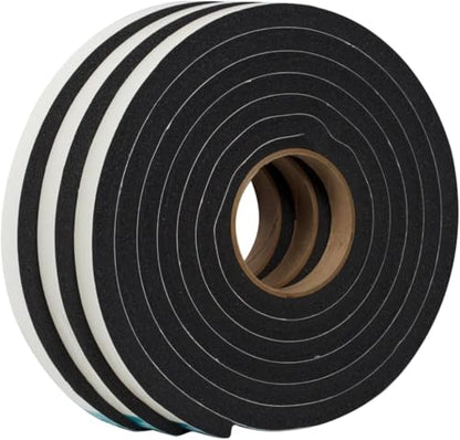 Duck Brand Self Adhesive Foam Weatherstrip Seal for Extra Large Gaps, 30 Total Feet, Window and Door Seal Strip Foam Tape, 3/4-Inch Wide x 1/2-Inch Thick x 10-Feet Long, 3 Rolls, Charcoal (284424)