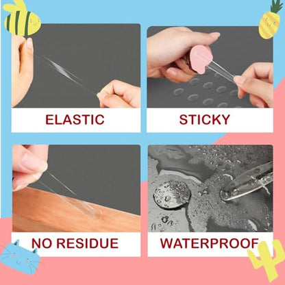 D-NYX Double Sided Tape Sticky Dot Removable Putty No Trace Clear Sticky Tack Waterproof Stickers for Festival Decoration Picture Hanging Museum Wax Gel, Earthquake Putty Hanging Strips Mounting Dots - style: 280 Sticky Dots
